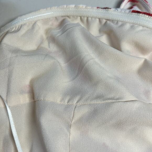 Lucy Paris One Shoulder Midi Dress Cream Red Floral Ruffles Feminine Cocktail L - Picture 11 of 16